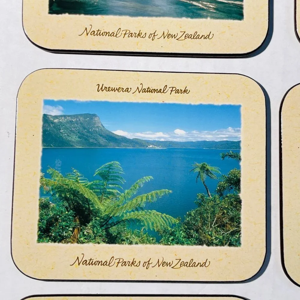 Jason Coasters New Zealand Set of 6 National Parks Photo Cork Back Decor Box